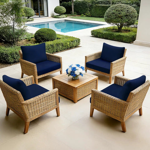Outdoor Chair Cushions Set For Patio Furniture 22 By 22 Inch Deep Seat Cushion And 22 By 19 Inch Back Pillow With Removable Rain Resistant Covers