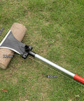 Heavy Duty Grass Cutter Head And Coconut Plucker for farming with 14.5cm x 11cm blade on grass, 40cm handle, ergonomic design.