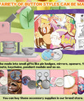 58mm Button Maker Kit For DIY Pins Includes Free Button Parts Circle Cutter Cutting Board Pattern Paper Holographic Bags