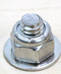 1/4-20 Nylon Insert Lock Nut Set Of 100 Stainless 304 Hex Lock Nuts With Nylon Insert, close-up view on wood surface