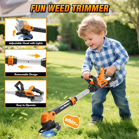 3-In-1 Kids Garden Tools With Lights And Sounds Weed Wacker Toy Leaf Blower Toy and Hedge Trimmer for Realistic Outdoor Pretend Play