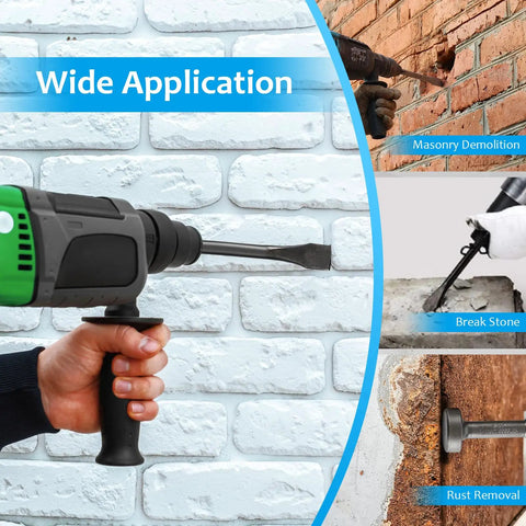 Nine Piece Pneumatic Air Hammer Chisel Set with Heat Treated Carbon Steel Bits for Tile Masonry Concrete Brick Stone Work demo