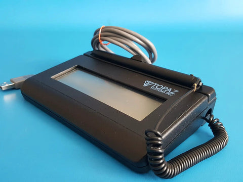 Siglite Non Backlit Electronic Signature Capture Pad USB Input Device for Business Signatures, black plastic, side view