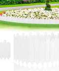 DIY White Garden Edging Borders Kit Ten Pieces Interlocking Plastic Edging Eleven Point Eight Inch Tall Seven Foot Total No Dig Lawn Edges For Flower Beds Easy Setup Pathways Patios And Yard Fences surrounding flowers