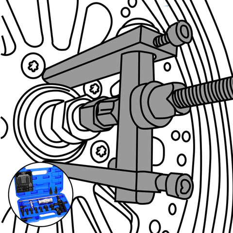 Illustration of 14 Piece Blind Hole Bearing Puller Kit With Internal Bearing Extractor And Slide Hammer Expandable Collets Carry Case
