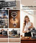 Premium Full Automatic Espresso Coffee Machine With Built In Grinder And 20 Bar Pressure For Smooth Cappuccino Latte Making That Hits Different At Your Daily Morning Routine control panel and coffee preparation process.