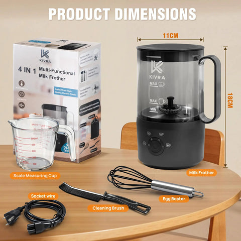 Cafe Quality Home Coffee Bar 350ml Milk Frother And Steamer With Four Modes For Hot And Cold Foam Durable Nonstick Design
