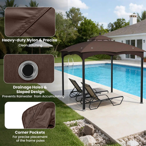 10x12 Foot Canopy Replacement Top For Outdoor Gazebo Two Tiered Waterproof Roof With Eight Drainage Holes over patio