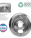 Chrome Style B 4 Pack Drip Bowls For GE Plug-In Electric Ranges No-Brainer Replacement single chrome drip bowl with eco-friendly label