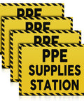 4 Pack PPE Supplies Station Sign 10 By 7 Inches Plastic Sign For Workplace With Mounting Holes Indoor Outdoor Construction Yellow With Black Prints Durable PVC