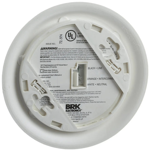 Back view of Hardwired Heat Alarm With Battery Backup For Home Safety Rate Of Rise Sensing Microprocessor Controlled