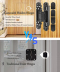 Heavy Duty 7 Inch Invisible Hidden Door Hinges Zinc Alloy Concealed Hinge System For Large Wood Doors Holds Up To 176 Lbs Per Pair.