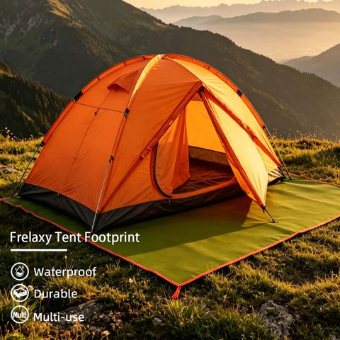 Orange tent on green ultralight waterproof tent footprint groundsheet 33 by 80 inches durable tent floor for camping hiking backpacking