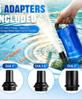 Heavy Hitter Cordless Submersible Utility Pump With 1Hp Brushless Motor Shifts 2113Gph Swiftly showing included hose adapters for drainage.