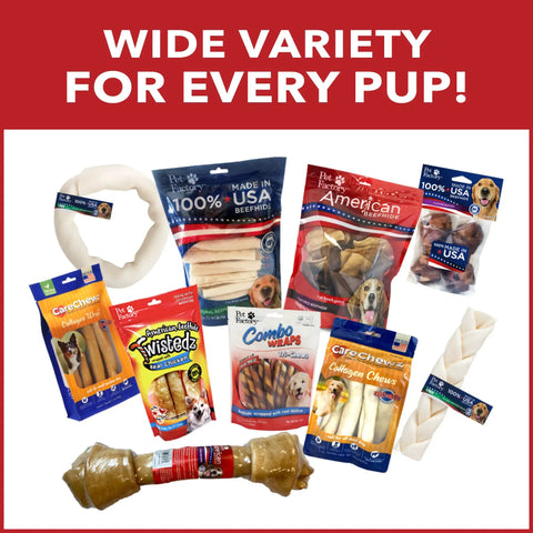 Assorted dog chew treat packages with American Beefhide Mini Rolls Dog Chew Treats 3 To 3.5 Inches Natural Flavor Long Lasting
