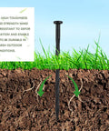 Heavy Duty Landscape Spikes 8 Inch Pack Of 100 For Weed Barrier And Paver Edging, spiral stake shown in soil cross-section