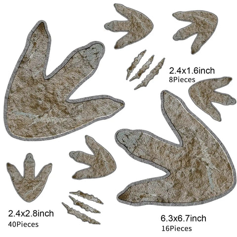 64 Piece Dinosaur Footprint Floor Decals Peel And Stick Dinosaurs Wall Tracks Stickers For Baby Nursery Bedroom Home Decor Removable Vinyl Footprints, displaying various sizes and styles.