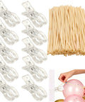 Ultimate Balloon Arch Kit With 6 Heavy Duty Clear Clamps And 100 Premium Long透明 Balloons For Epic Birthday Weddings And Party Decorations, clear clamps and long balloons
