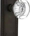 Meadows Privacy Door Lock Set with round clear crystal glass knob and oil rubbed bronze finish, vintage style hardware