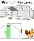 Heavy Duty Outdoor Metal Chicken Coop With Run and Waterproof UV Cover for Yard Walk In Poultry Cage dimensions and features.