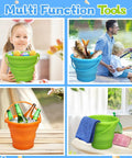 Foldable Beach Sand Toy Bucket Set Kid And Adult Friendly Fun Jumbo Collapsible Sandbox Pail with Mesh Bag and accessories