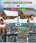 Comparison image showing roof and pipe problems and solutions using Self Regulating Pre Assembled Heating Cable 125 Feet 120V.
