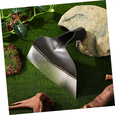 Heavy Duty Garden Hoe For Weeding With Steel Construction Sturdy Outdoor Hand Tool resting in garden setting