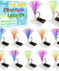 12 Kid Friendly Fiber Optic Light Kit Sets for Hands On STEM Activities on display, showcasing various colorful LEDs and battery boxes