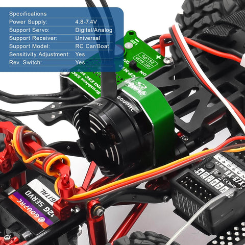 2204 2400KV Brushless Outrunner Motor With Transmission And 30A Mini ESC For SCX24 Remote Control Crawler Axial 1 To 24 Black Green Upgrade Kit installed view