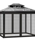 Universal Mosquito Netting For 10x12 Gazebos, 4 Panel Zippered Mesh Curtains, Easy Install, Heavy Duty Polyester And Nylon Walls