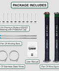 Pair Of 2 Inch Garage Door Torsion Springs Kit With Left Right Winding Includes Replacement Set With 7 Foot Garage Door Cable 10 Roller Wheels And 2 Winding Bars Heavy Duty Parts And Hardware package contents