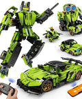 5 In 1 STEM Building Blocks Set With Remote Control Sports Car And Transform Robot, 591 Pieces, Technic Coding Robotics Toys