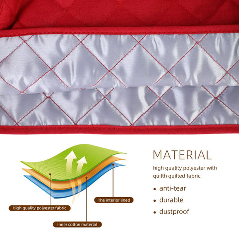 Interior of heavy duty stand mixer cover showing quilted lining, highlighting waterproof material and durability features.