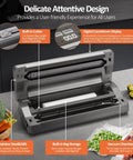 Vacuum Sealer Machine All In One With Wide Seal For Food Storage 90kPa 120W Power Built In Cutter Dry Or Moist Modes