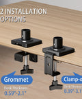 Top Shelf Single Monitor Arm Desk Mount With Ballistic Mechanical Springs For 17 To 32 Inch Screens installation options on desk