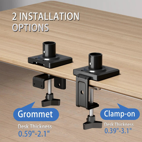 Top Shelf Single Monitor Arm Desk Mount With Ballistic Mechanical Springs For 17 To 32 Inch Screens installation options on desk