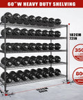 Beefy Five Tier Heavy Duty Wire Shelving System For Garage And Workshop Storage, 3500 Lbs Total Load Capacity, Rolling Wire Rack With Adjustable Shelf Heights, 60 Inch Wide By 24 Inch Deep By 72 Inch High black steel wire rack with wheels