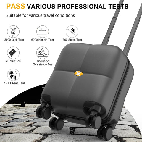 Underseat Carry On Luggage With Wheels For Easy Boarding TSA Approved Hard Shell Personal Item Lightweight Cabin Bag on cobblestones