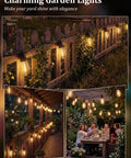 30Ft S14 Patio String Lights With 11 Clear LED Bulbs Plus 1 Spare, Waterproof UL Listed Hanging Lights illuminating outdoor garden