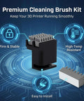Premium 3D printer cleaning brush kit with firm and stable nozzle brush, heat-resistant, easy to install for efficient maintenance.