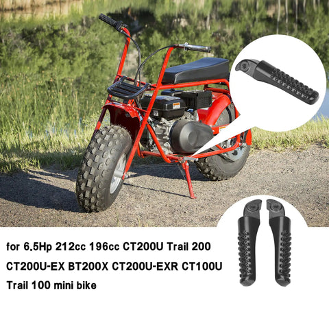 Mini Bike Foot Pegs Replacement Set For Coleman Powersports CT200U BT200X CT100U with durable steel footrests shown on bike