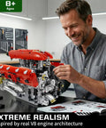 Visible V8 Engine Model Kit For Adults Build Your Own Working Car Motor with real moving parts, man assembling model
