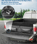 Truck Bed Cargo Organizer Bag For Pickup And SUV Fits Gladiator Ranger Cybertruck Tacoma Colorado Canyon Tundra Silverado Sierra Keeps Groceries Golf Gear And Tools Secure With Easy Slide In And Out Access installed in truck bed