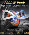 T300 Electric Bike For Adults And Teens With 2000W Peak Motor 48V 23Ah Battery 31 MPH Top Speed Beefy Frame rear motor view