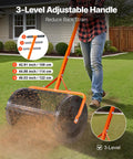 Heavy Duty Compost And Seed Spreader 24 Inch Wide Peat Moss Spreader with T Shaped Handle and Adjustable Heights