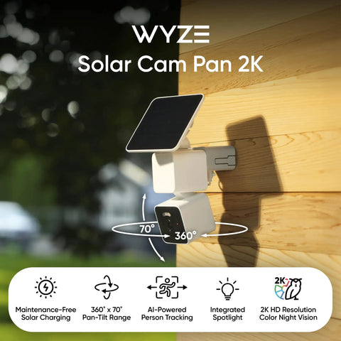 No Sweat Solar Security Camera Captures Crisp 2k Video Completely Wire Free Outdoor build with solar panel mounted on wood.
