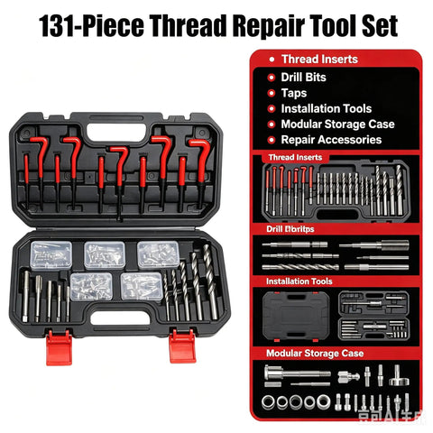 Metric Helicoil Kit For Auto And Industrial Repairs, Pro Grade Quick Fix Strength Inserts To Restore Damaged Threads, set in black case