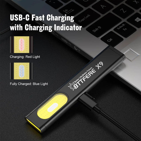 Two Pack Pocket Flashlight EDC Clip Light With Magnetic Base 675 Lumen USB C Rechargeable Slim Flat IPX4 Waterproof Dual Modes charging