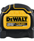 Front view of Tough Series 25 Ft Tape Measure With Magnetic Clip And Double Sided Blade Pro Grade Heavy Duty Housing