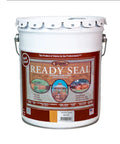 Exterior Wood Stain And Sealer In One For Decks Fences Pergolas And Siding Semi Transparent Oil Based Finish No Fuss Goof Proof Application 5 Gallon Natural Cedar on a white bucket